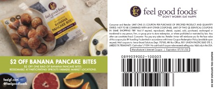 Print this coupon at home to get $2.00 off the new banana pancake bites from Feel Good Foods.