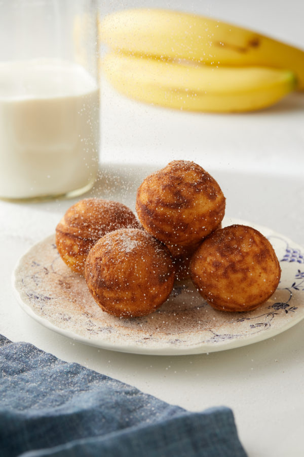 Try the new banana pancake bites which taste amazing sprinkled with sugar