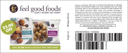 Print this coupon at home to get $2.00 off when you buy two Feel Good Foods in-store.