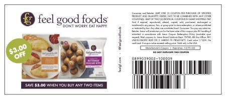 Print this coupon at home to get $3.00 off when you buy any two Feel Good Foods in-store.