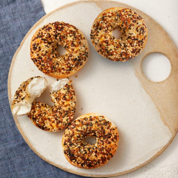 Feel Good Food - Cream Cheese Mini-Bagels on a cooking tray
