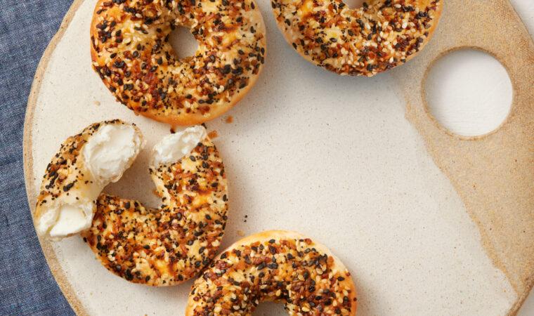 Feel Good Food - Cream Cheese Mini-Bagels on a cooking tray